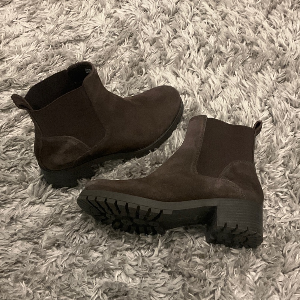 JOIE brown suede lug sole ankle boots